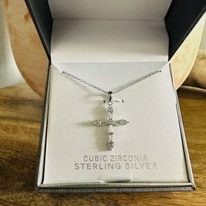 Cubic Zirconia & Sterling Silver Necklace, NIB